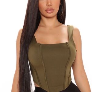 Fashion Nova Green Top Bustier Style